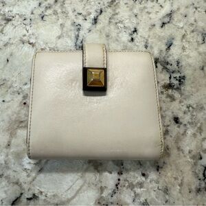 Fendi GUC Cream Leather Wallet w/Orange Interior